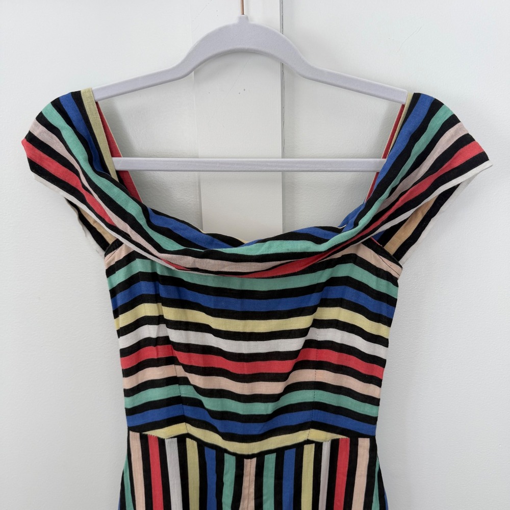 House of Harlow x Revolve Off Shoulder Wide Leg Cropped Jumpsuit Stripe Size XXS - Picture 4 of 16